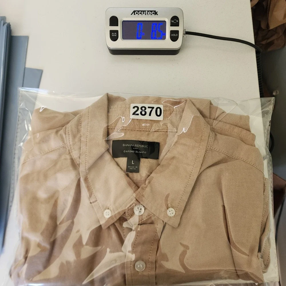 Banana Republic Factory Mens Oxford Slim Fit Button Down Shirt Size Large‎ Tan